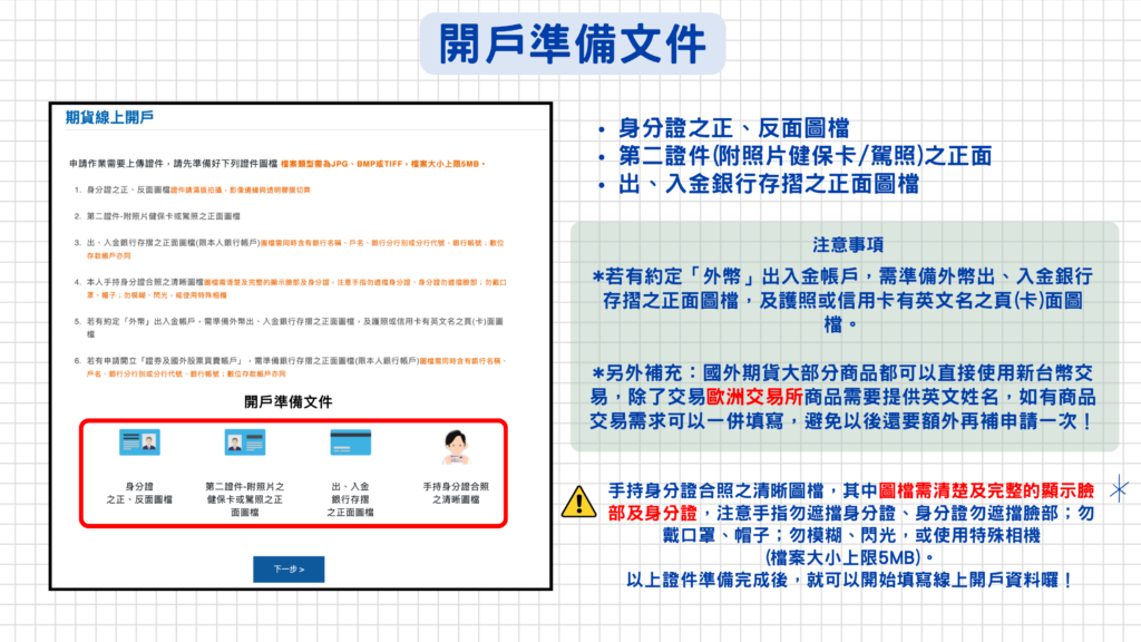 step2:這邊建議『外幣存摺』可以一併約定喔~請注意!如有填寫英文姓名,請另外準備信用卡或護照附有完整英文姓名之證件